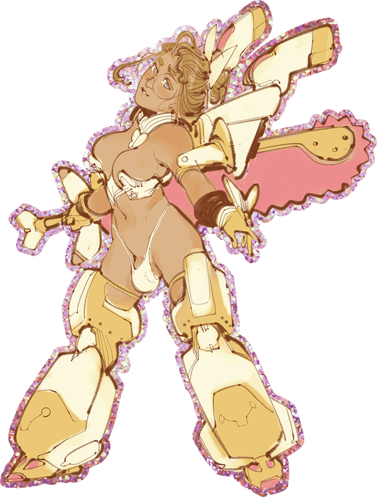 Mega Mecha Libby Pink Glitter Sticker