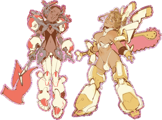 Mecha Libby & Holly Pink Glitter Sticker (2-pack)
