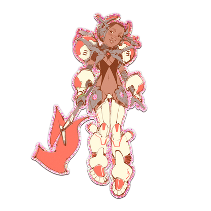 Mega Mecha Holly Pink Glitter Sticker