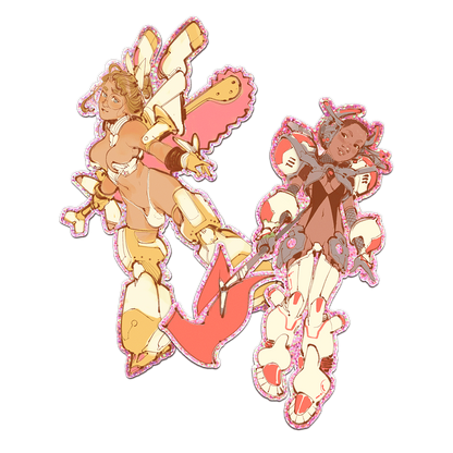 Mecha Libby & Holly Pink Glitter Sticker (2-pack)