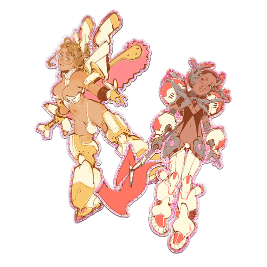 Mecha Libby & Holly Pink Glitter Sticker (2-pack)