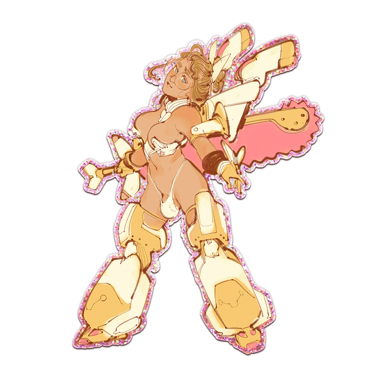 Mega Mecha Libby Pink Glitter Sticker