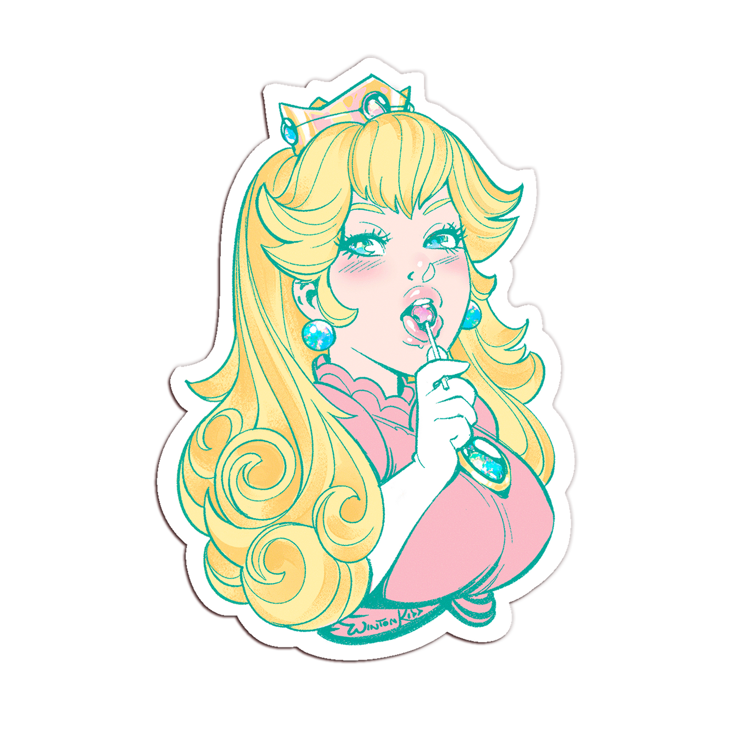 Lollipop Peach Glitter Sticker