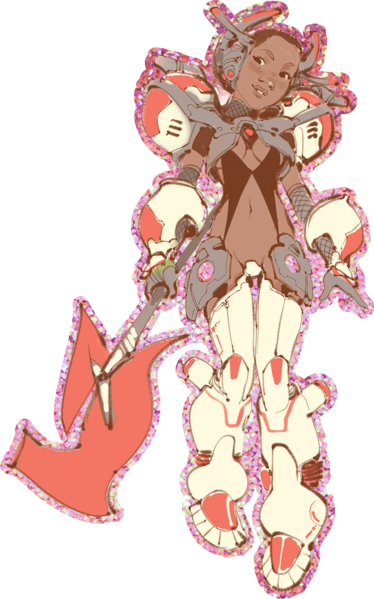 Mega Mecha Holly Pink Glitter Sticker