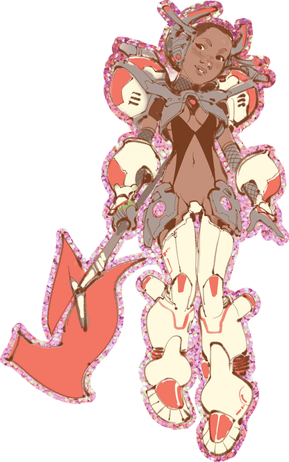 Mega Mecha Holly Pink Glitter Sticker