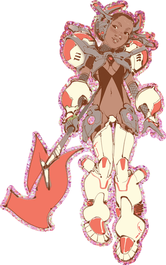 Mega Mecha Holly Pink Glitter Sticker