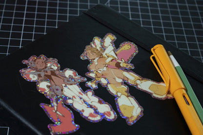 Mega Mecha Holly Pink Glitter Sticker